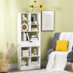 Tall Bookshelf with Drawer, Freestanding Bookcase for Bedroom, Living Room, Home Office, White