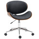Office Chair, Faux Leather and Bentwood Computer Desk Chair with 360 Degree Swivel Wheels, Adjustable Height and Curved Seat, Black