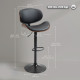 Bar Stools Set of 2, Modern PU Leather Adjustable Swivel Barstools with Curved Back, Footrest and Steel Base, Black