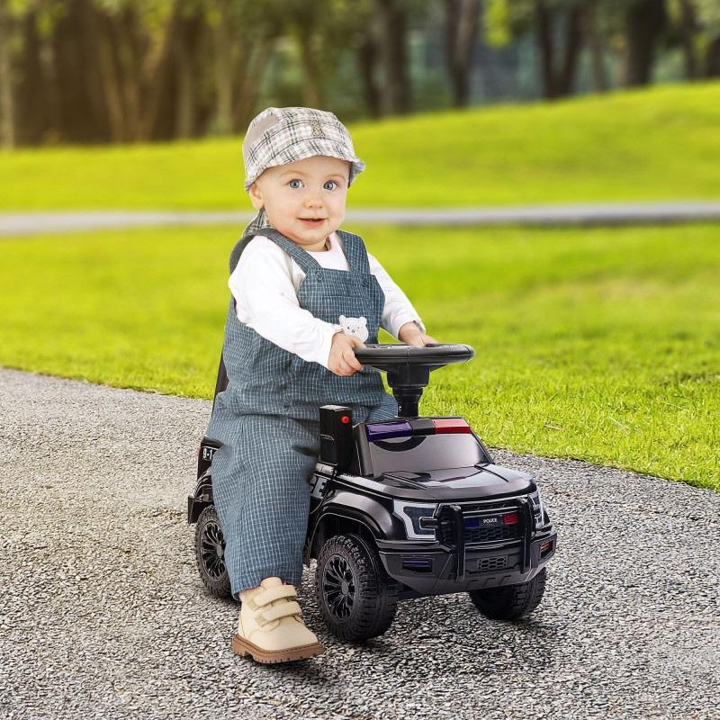 Kids Ride-On Sliding Car with Hidden Under-Seat Storage, Foot-to-Floor Design, Black