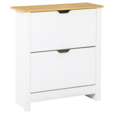 Shoe Storage Cabinet with 2 Flip Drawers and Adjustable Shelves for 6-12 Pairs of Shoes, White