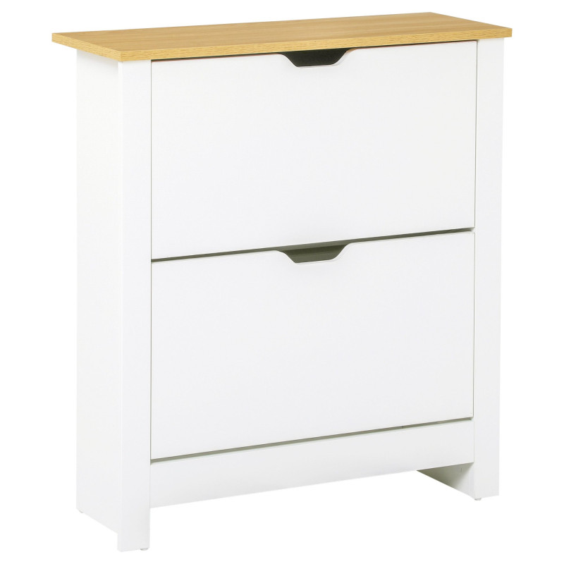 Shoe Storage Cabinet with 2 Flip Drawers and Adjustable Shelves for 6-12 Pairs of Shoes, White