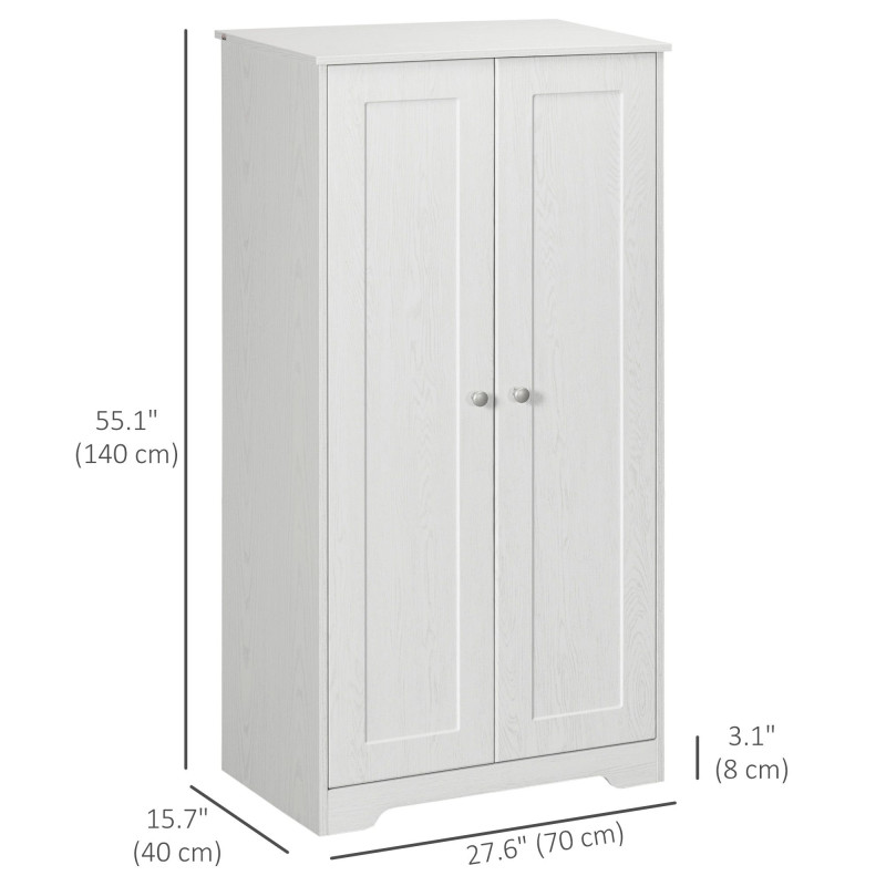 Kitchen Storage Cabinet, Freestanding Pantry Cabinet with 2 Doors and Adjustable Shelves, Distressed White