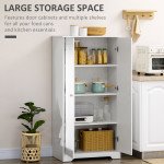 Kitchen Storage Cabinet, Freestanding Pantry Cabinet with 2 Doors and Adjustable Shelves, Distressed White