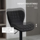 Bar Stools Set of 2, Adjustable Height Swivel Bar Chairs, Linen-feel Fabric Upholstered Kitchen Counter Stools with Wide Seat, Back and Footrest, Black