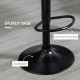 Bar Stools Set of 2, Adjustable Height Swivel Bar Chairs, Linen-feel Fabric Upholstered Kitchen Counter Stools with Wide Seat, Back and Footrest, Black