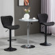 Bar Stools Set of 2, Adjustable Height Swivel Bar Chairs, Linen-feel Fabric Upholstered Kitchen Counter Stools with Wide Seat, Back and Footrest, Black