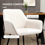 Dining Chairs Set of 2, Upholstered Linen Fabric Accent Chairs with Metal Legs, Soft Padded, Curved Backrest, Beige