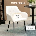 Dining Chairs Set of 2, Upholstered Linen Fabric Accent Chairs with Metal Legs, Soft Padded, Curved Backrest, Beige