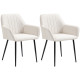 Dining Chairs Set of 2, Upholstered Linen Fabric Accent Chairs with Metal Legs, Soft Padded, Curved Backrest, Beige