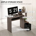 Computer Desk with Sliding Keyboard Tray Storage Drawer Shelf Home Office Workstation Grey
