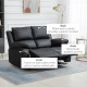 Double Reclining Loveseat, PU Leather Manual Recliner Sofa Chair with Thick Backrest, Padded Armrests, Footrest for Living Room, Black