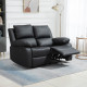 Double Reclining Loveseat, PU Leather Manual Recliner Sofa Chair with Thick Backrest, Padded Armrests, Footrest for Living Room, Black