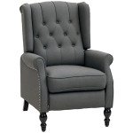 Wingback Reclining Chair with Footrest, Button Tufted Recliner Chair with Rolled Armrests for Living Room, Dark Grey