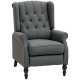 Wingback Reclining Chair with Footrest, Button Tufted Recliner Chair with Rolled Armrests for Living Room, Dark Grey