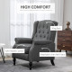 Wingback Reclining Chair with Footrest, Button Tufted Recliner Chair with Rolled Armrests for Living Room, Dark Grey