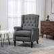 Wingback Reclining Chair with Footrest, Button Tufted Recliner Chair with Rolled Armrests for Living Room, Dark Grey