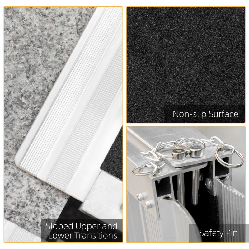 4' Portable Wheelchair Ramp Aluminum Threshold Mobility Single-fold for Scooter with Carrying Handle