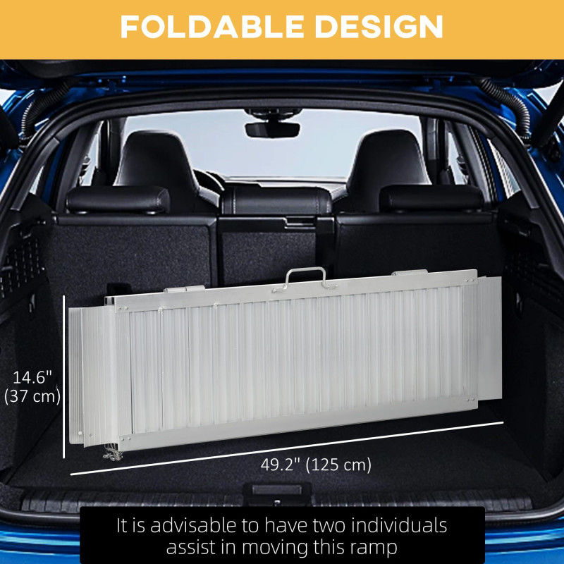 4' Portable Wheelchair Ramp Aluminum Threshold Mobility Single-fold for Scooter with Carrying Handle