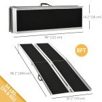 8ft Wheelchair Ramp, Non-Slip Aluminum Folding Handicap Ramp, Suitable for Door Thresholds, Home Steps, Cars, Scooters, Carts, and Stairs