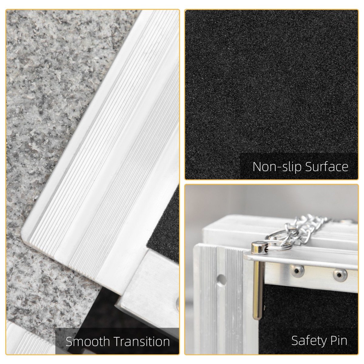8ft Wheelchair Ramp, Non-Slip Aluminum Folding Handicap Ramp, Suitable for Door Thresholds, Home Steps, Cars, Scooters, Carts, and Stairs