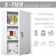 Wall Mount Medicine Cabinet 3 Tier Steel Emergency Box for Bathroom, Lockable with 2 Keys, White