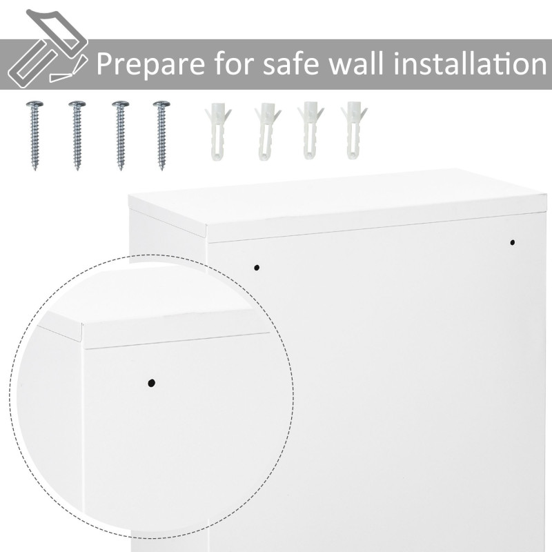 Wall Mount Medicine Cabinet 3 Tier Steel Emergency Box for Bathroom, Lockable with 2 Keys, White