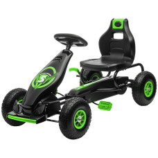 Pedal Go Kart with Adjustable Seat and Rubber Shock-Absorbing Wheels, Green