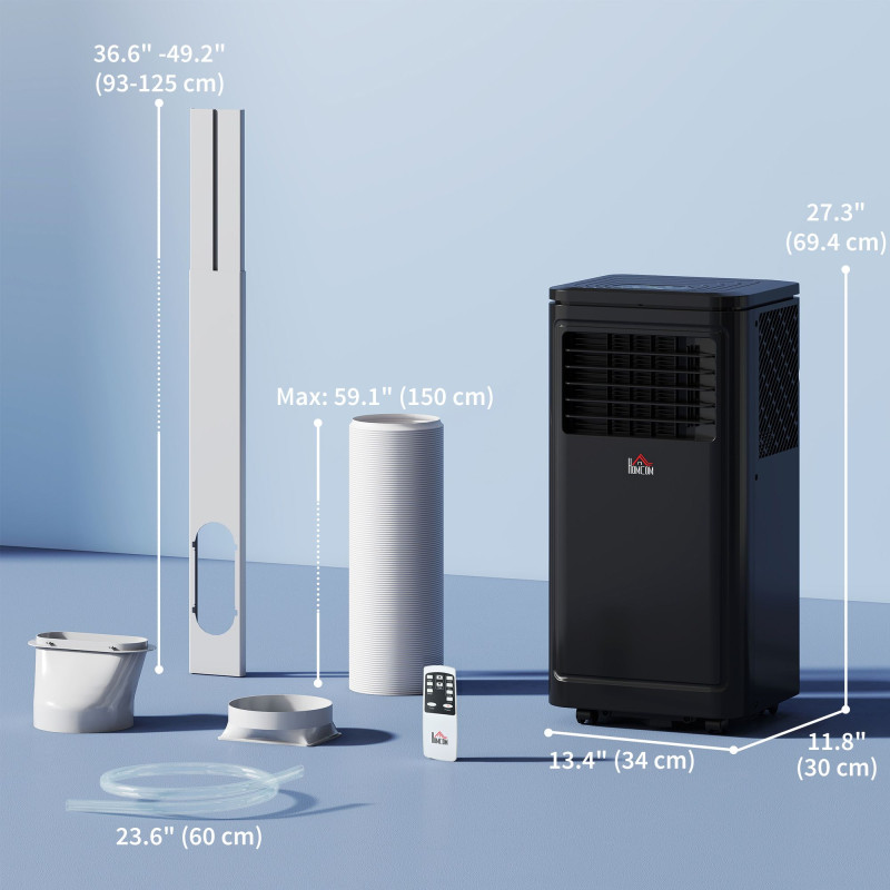 8000 BTU Portable Air Conditioner with Cooling, Dehumidifier, Remote Control, 24-Hour Timer, Window Mount Kit, Black