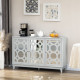 Sideboard Kitchen Buffet Table with 3 Mirrored Doors, 2 Cabinets  and Adjustable Shelf, Gray