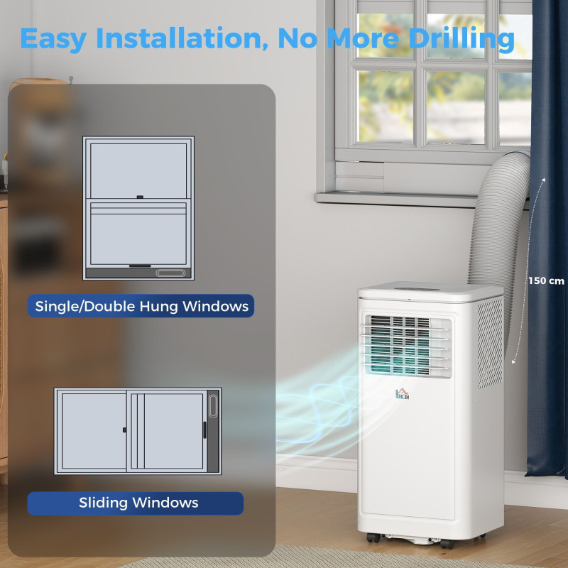 Small Portable AC 8000 BTU, Dehumidifier, Remote Control, 24-Hour Timer, Window Mount Kit for Bedroom, Cream