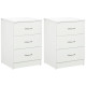 Bedside Table with 3 Drawers, Modern Wood Nightstand, Side Table with Anti-tipping Design for Bedroom, Set of 2, White