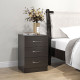 Bedside Table with 3 Drawers, Modern Wood Nightstand, Side Table with Anti-tipping Design for Bedroom, Set of 2, Dark Brown