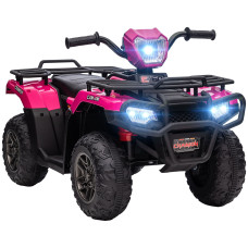 12V Kids ATV Quad, 4-Wheeler Battery-Powered Electric Ride-On with MP3 Music, Working Headlights, High/Low Speed Settings, Treaded Tires, for Boys and Girls Ages 37–60 Months, Pink