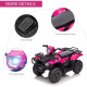 12V Kids ATV Quad, 4-Wheeler Battery-Powered Electric Ride-On with MP3 Music, Working Headlights, High/Low Speed Settings, Treaded Tires, for Boys and Girls Ages 37–60 Months, Pink
