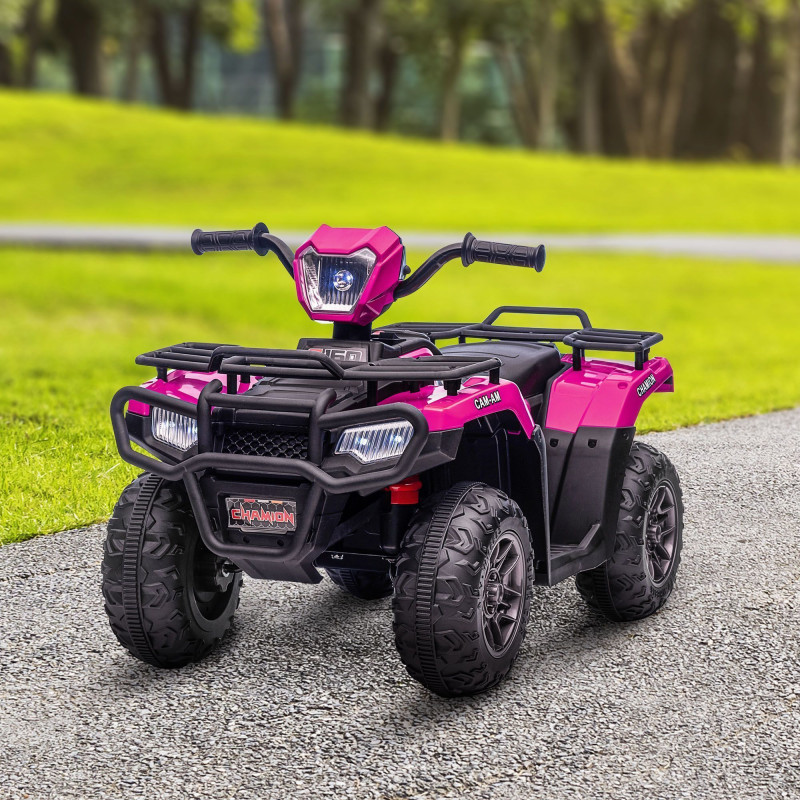 12V Kids ATV Quad, 4-Wheeler Battery-Powered Electric Ride-On with MP3 Music, Working Headlights, High/Low Speed Settings, Treaded Tires, for Boys and Girls Ages 37–60 Months, Pink