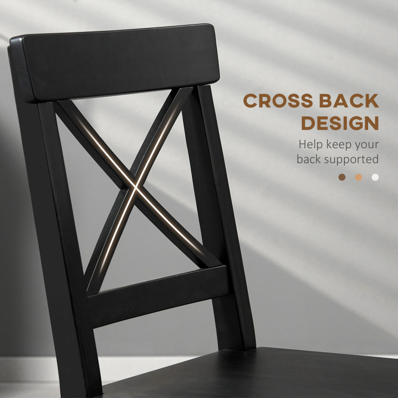 Wooden Dining Chairs Set of 2, Kitchen Chairs with Cross Back, Solid Structure for Living Room and Dining Room, Black