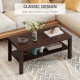 2 Tier Coffee Table with Storage Shelf, Rectangular Center Table for Living Room, Home Office Furniture Walnut