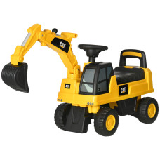 Kids Excavator Ride-On Toy CAT Licensed with Manual Shovel, Horn, Hidden Storage for 18–36 Months, Yellow