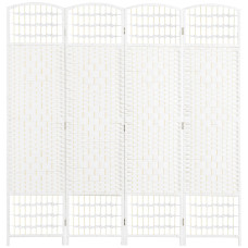 4 Panel Folding Room Divider, Portable Privacy Screen, Wave Fiber Room Partition for Home Office, White