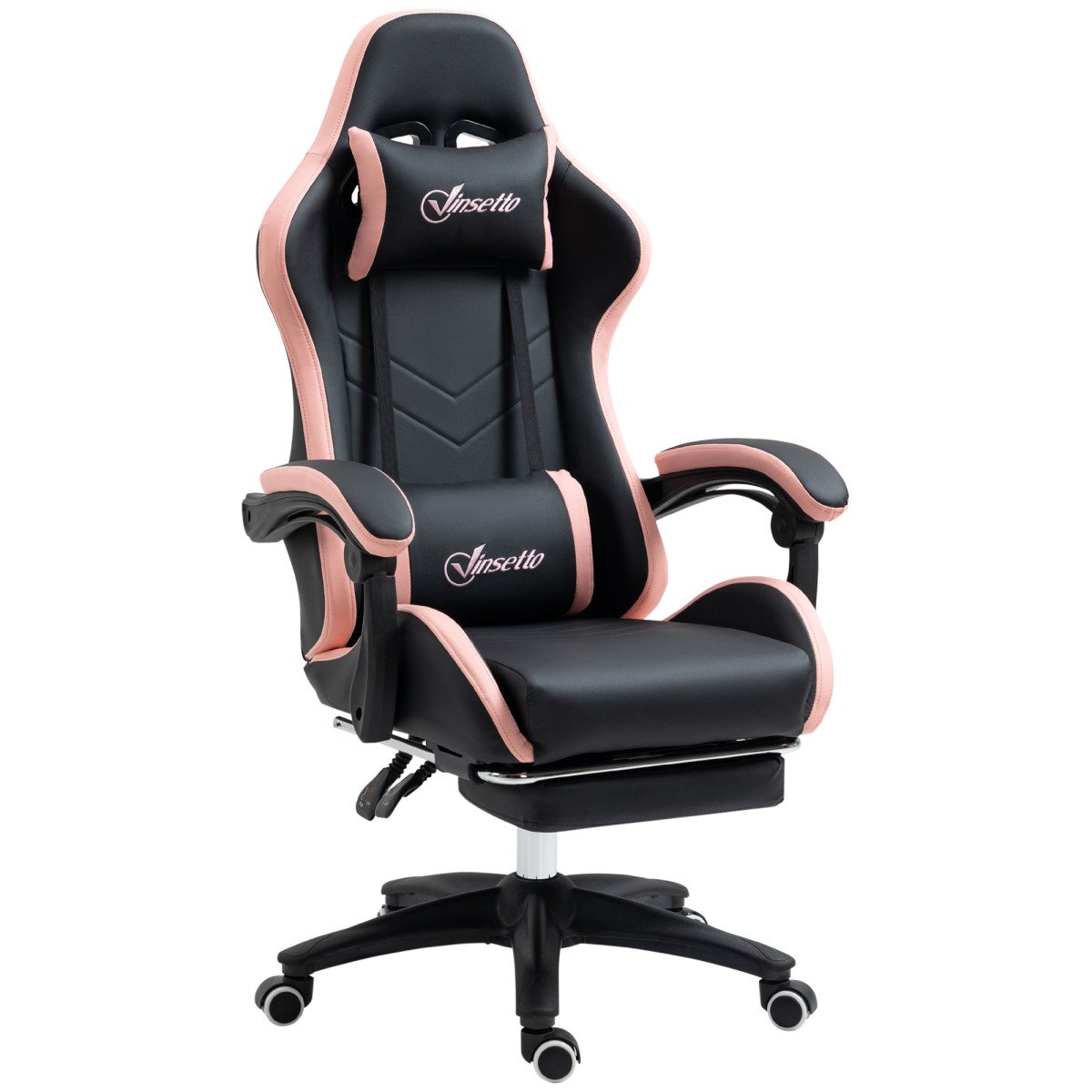 Computer Gaming Chair, PU Leather Office Desk Chair with Footrest, Swivel Wheels, 135° Reclining Back, Black