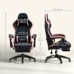 Computer Gaming Chair, PU Leather Office Desk Chair with Footrest, Swivel Wheels, 135° Reclining Back, Black