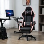 Computer Gaming Chair, PU Leather Office Desk Chair with Footrest, Swivel Wheels, 135° Reclining Back, Black