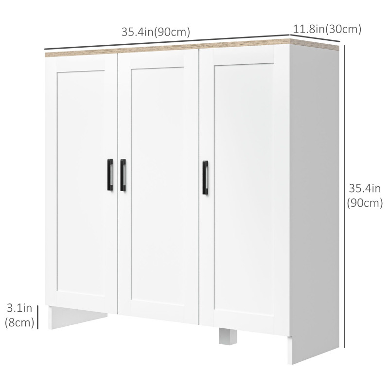 Modern Sideboard Cabinet with Adjustable Shelves, 3 Doors for Modern Kitchen & Dining Room, Ideal for Homeowners, White