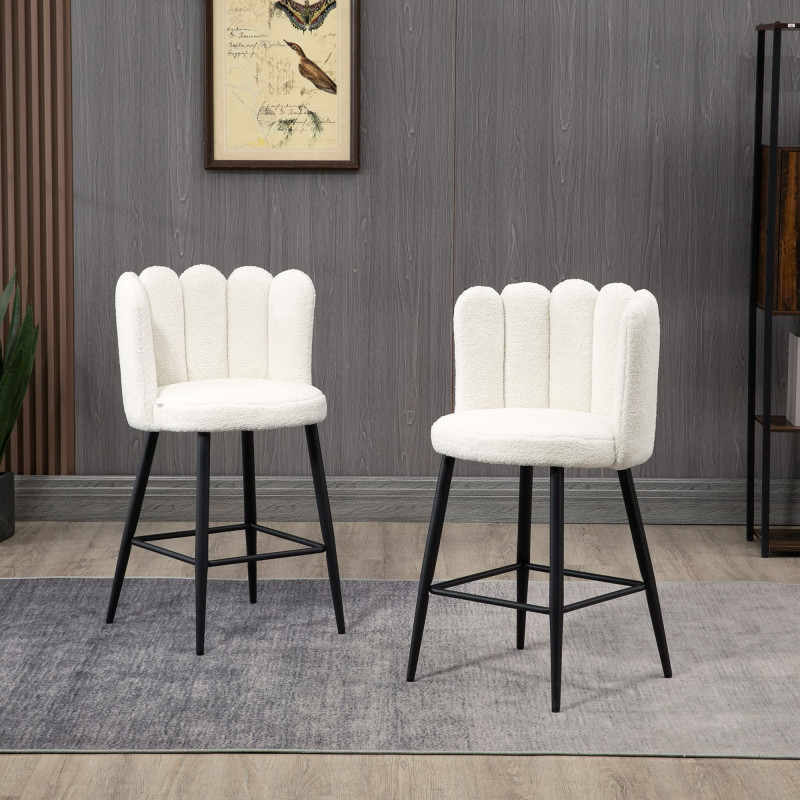 Faux Cashmere Bar Stools Set of 2 Counter Height Bar Stools with Back for Home Kitchen, 20.5