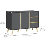 Sideboard Buffet Cabinet with Adjustable Shelves - Dark Grey