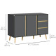 Sideboard Buffet Cabinet with Adjustable Shelves - Dark Grey