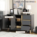 Sideboard Buffet Cabinet with Adjustable Shelves - Dark Grey