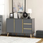 Sideboard Buffet Cabinet with Adjustable Shelves - Dark Grey