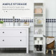 Tall Bathroom Cabinet, Freestanding Storage Organizer with Adjustable Shelves and Cupboards, 11.8